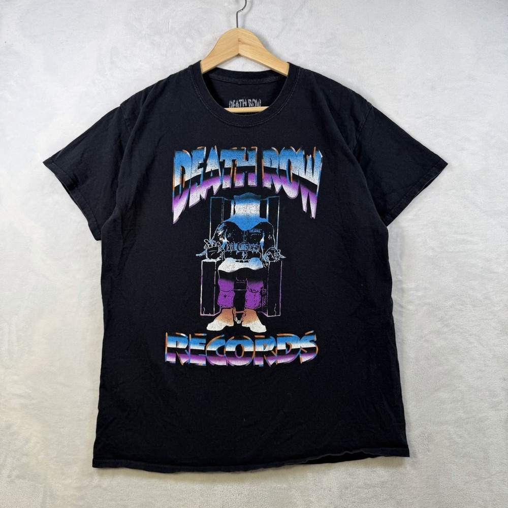 Death Row Records T Shirt Men's Size Medium Black With Purple Logo Snoop Dogg